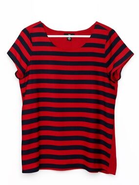 GAP Red & Navy Stripe Silky Tee Drop Shoulder Cap Sleeve – Size Small GUC
